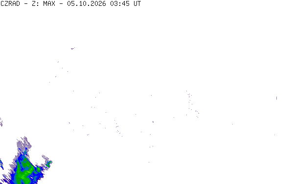 Meteoradar - aktuální srážky 2026-10-05 05:45:00