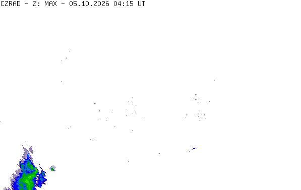 Meteoradar - aktuální srážky 2026-10-05 06:15:00