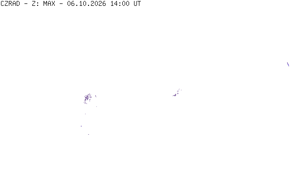 Meteoradar - aktuální srážky 2026-10-06 16:00:00