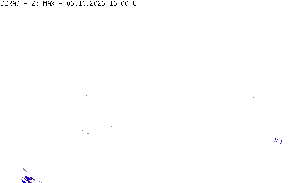 Meteoradar - aktuální srážky 2026-10-06 18:00:00