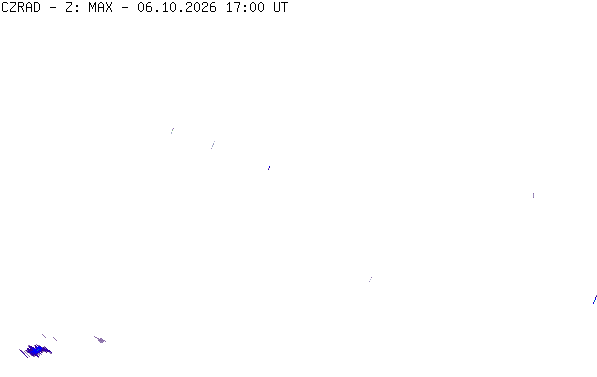 Meteoradar - aktuální srážky 2026-10-06 19:00:00