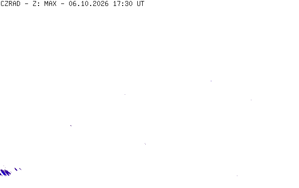 Meteoradar - aktuální srážky 2026-10-06 19:30:00