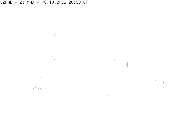 Meteoradar - aktuální srážky 2026-10-06 22:30:00