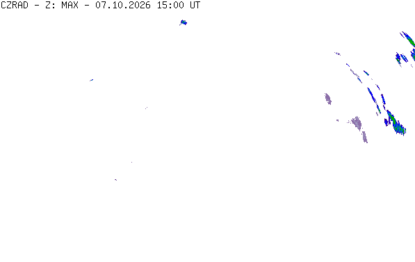 Meteoradar - aktuální srážky 2026-10-07 17:00:00