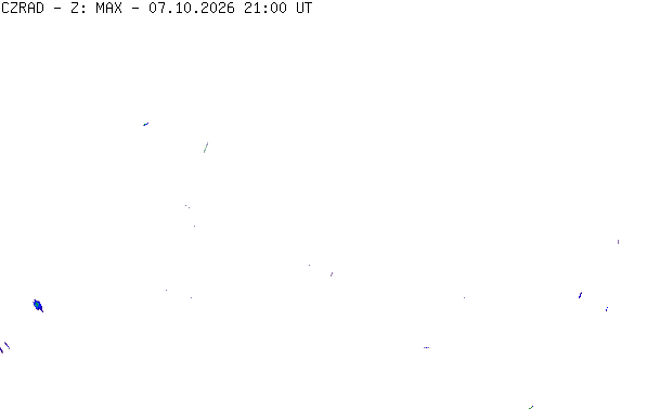 Meteoradar - aktuální srážky 2026-10-07 23:00:00