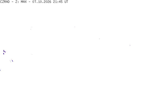 Meteoradar - aktuální srážky 2026-10-07 23:45:00