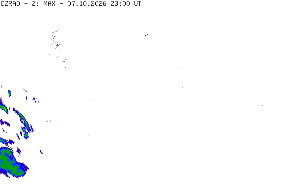 Meteoradar - aktuální srážky 2026-10-08 01:00:00