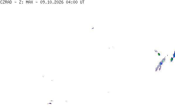 Meteoradar - aktuální srážky 2026-10-09 06:00:00