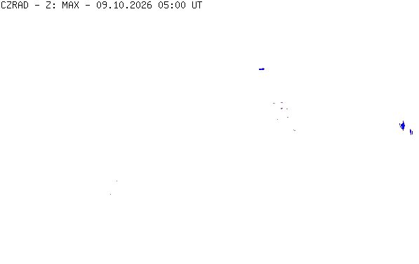 Meteoradar - aktuální srážky 2026-10-09 07:00:00
