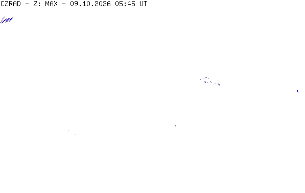 Meteoradar - aktuální srážky 2026-10-09 07:45:00