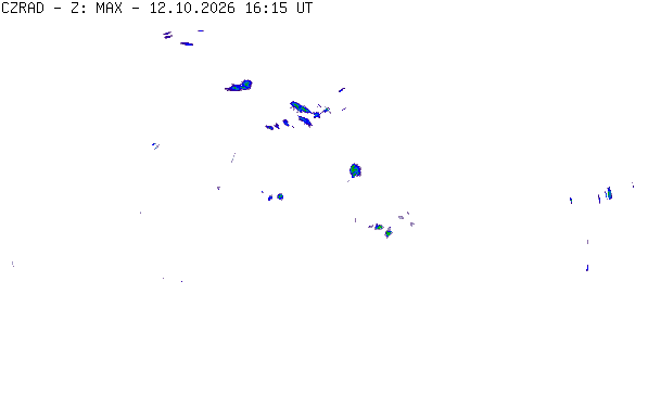 Meteoradar - aktuální srážky 2026-10-12 18:15:00