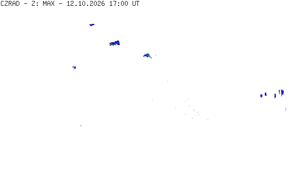 Meteoradar - aktuální srážky 2026-10-12 19:00:00