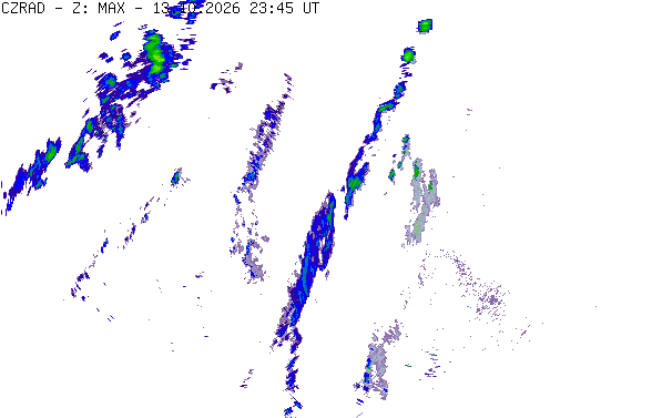 Meteoradar - aktuální srážky 2026-10-14 01:45:00