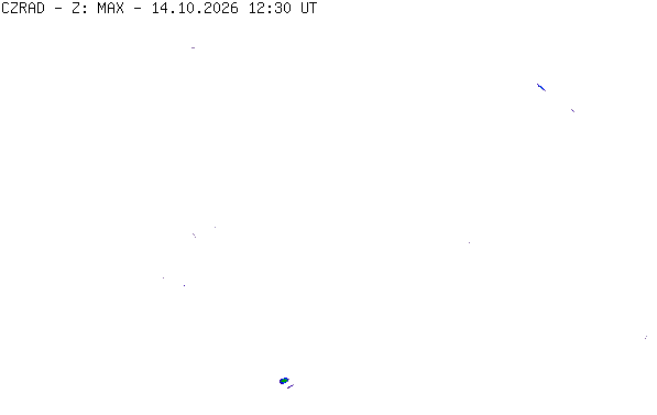 Meteoradar - aktuální srážky 2026-10-14 14:30:00