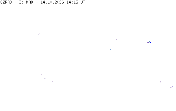 Meteoradar - aktuální srážky 2026-10-14 16:15:00