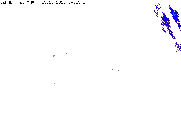 Meteoradar - aktuální srážky 2026-10-15 06:15:00