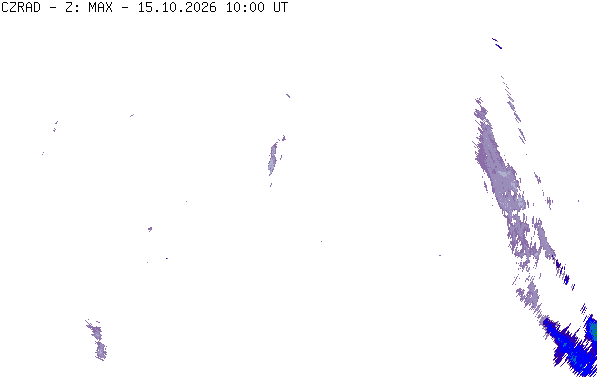 Meteoradar - aktuální srážky 2026-10-15 12:00:00
