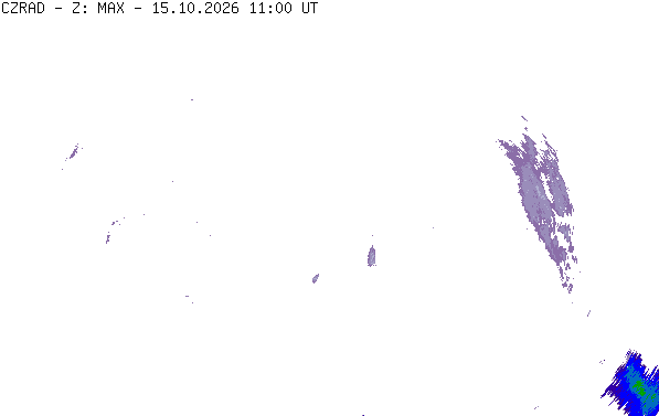 Meteoradar - aktuální srážky 2026-10-15 13:00:00