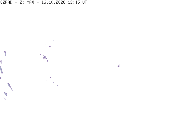 Meteoradar - aktuální srážky 2026-10-16 14:15:00
