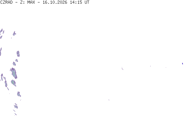 Meteoradar - aktuální srážky 2026-10-16 16:15:00