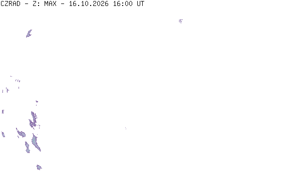 Meteoradar - aktuální srážky 2026-10-16 18:00:00