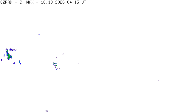 Meteoradar - aktuální srážky 2026-10-18 06:15:00