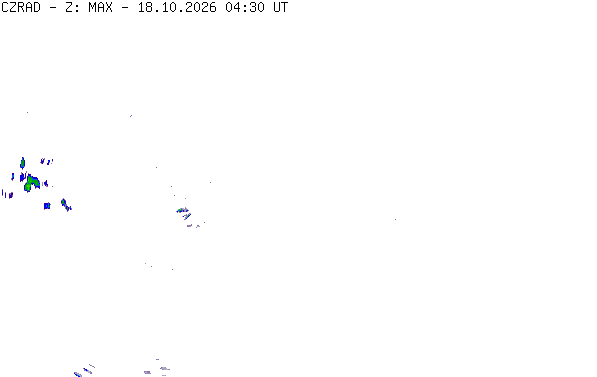 Meteoradar - aktuální srážky 2026-10-18 06:30:00