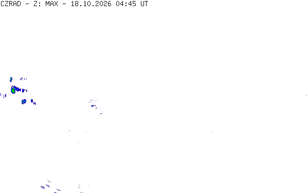 Meteoradar - aktuální srážky 2026-10-18 06:45:00