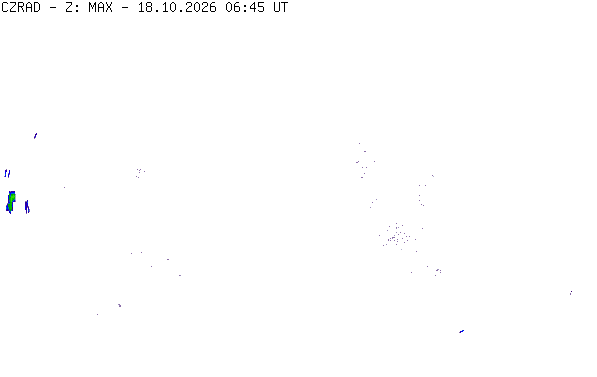 Meteoradar - aktuální srážky 2026-10-18 08:45:00