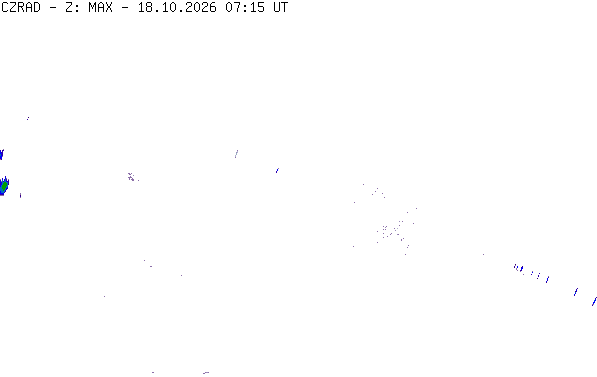 Meteoradar - aktuální srážky 2026-10-18 09:15:00