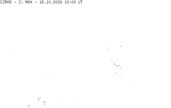 Meteoradar - aktuální srážky 2026-10-18 12:00:00