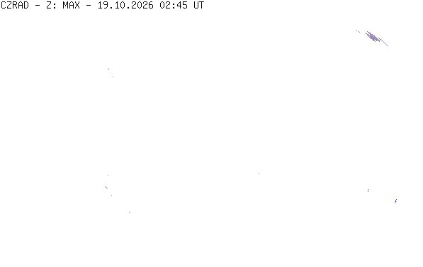 Meteoradar - aktuální srážky 2026-10-19 04:45:00