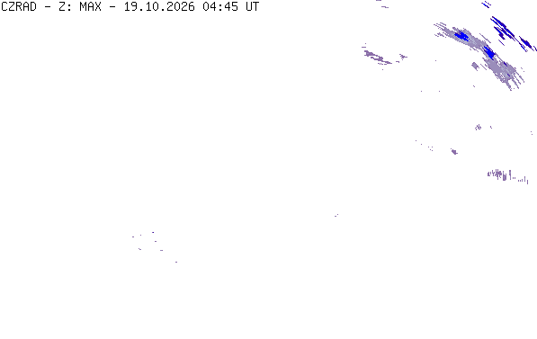 Meteoradar - aktuální srážky 2026-10-19 06:45:00