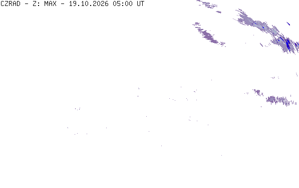 Meteoradar - aktuální srážky 2026-10-19 07:00:00