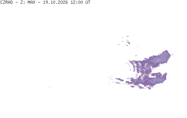 Meteoradar - aktuální srážky 2026-10-19 14:00:00