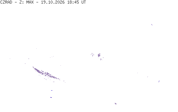 Meteoradar - aktuální srážky 2026-10-19 20:45:00