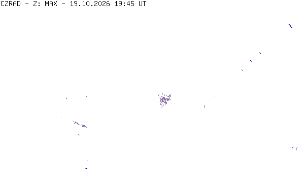 Meteoradar - aktuální srážky 2026-10-19 21:45:00