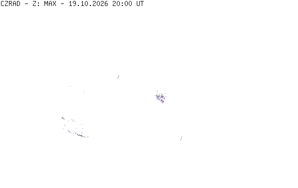 Meteoradar - aktuální srážky 2026-10-19 22:00:00