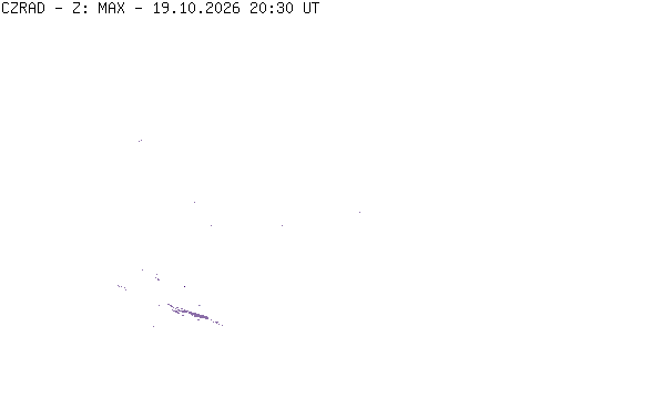 Meteoradar - aktuální srážky 2026-10-19 22:30:00