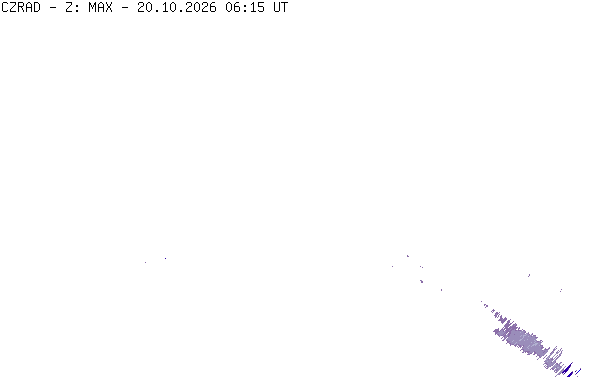 Meteoradar - aktuální srážky 2026-10-20 08:15:00