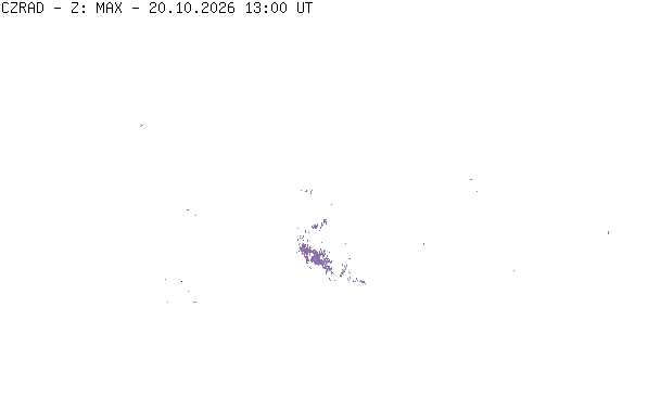 Meteoradar - aktuální srážky 2026-10-20 15:00:00