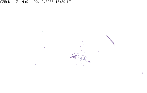 Meteoradar - aktuální srážky 2026-10-20 15:30:00