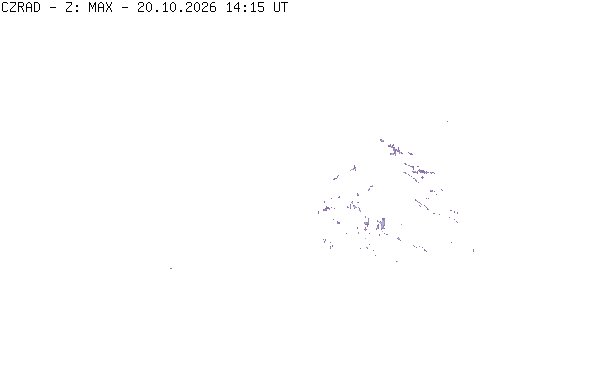 Meteoradar - aktuální srážky 2026-10-20 16:15:00