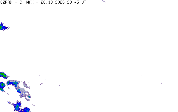 Meteoradar - aktuální srážky 2026-10-21 01:45:00
