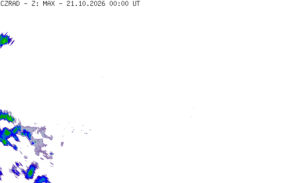Meteoradar - aktuální srážky 2026-10-21 02:00:00