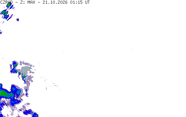 Meteoradar - aktuální srážky 2026-10-21 03:15:00