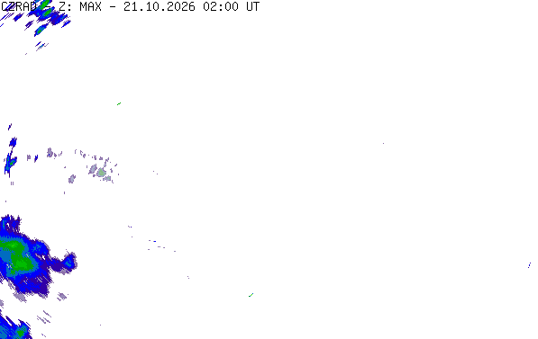 Meteoradar - aktuální srážky 2026-10-21 04:00:00