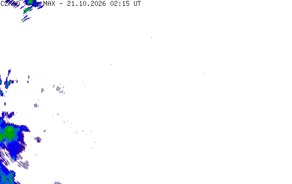 Meteoradar - aktuální srážky 2026-10-21 04:15:00