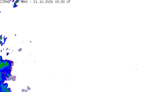 Meteoradar - aktuální srážky 2026-10-21 04:30:00