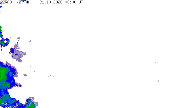 Meteoradar - aktuální srážky 2026-10-21 05:00:00